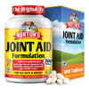 Norton's Joint Aid tablets for dogs. Norton's dog joint supplement container and tablets on a white background
